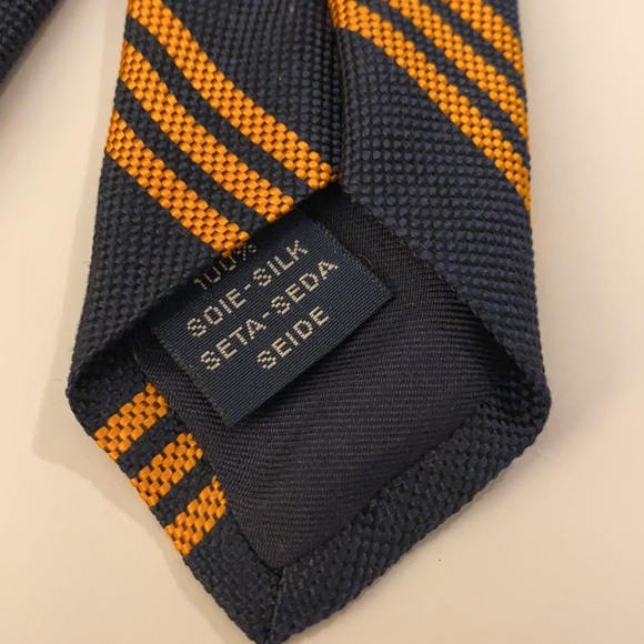 Breuer Silk Orange Blue Stripe Tie Handmade - Picture 4 of 4
